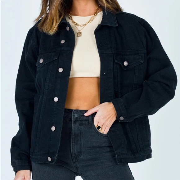 Princess Polly Phoenix Denim Jacket in Black - Picture 3 of 11